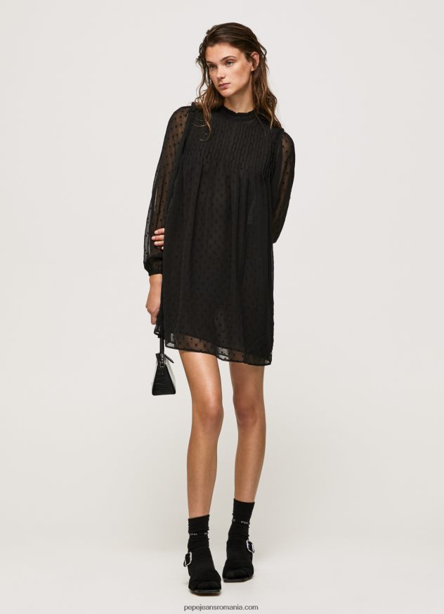 rochie mini cu imprimeu de puncte femei Pepe Jeans negru 6Z0R46207