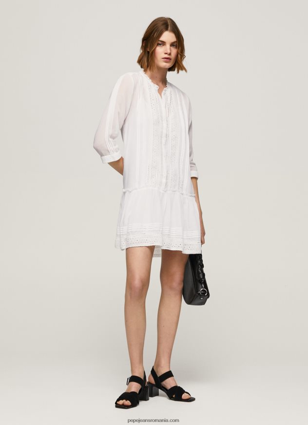 rochie patris cu detalii ajurate femei Pepe Jeans alb 6Z0R46148