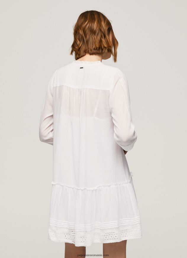 rochie patris cu detalii ajurate femei Pepe Jeans alb 6Z0R46148