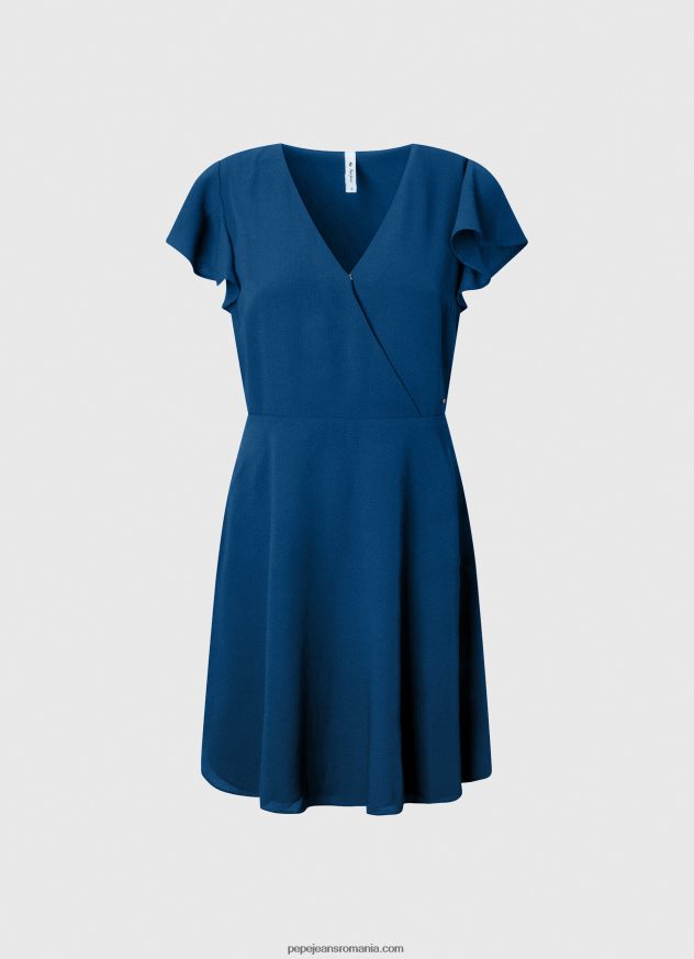 rochie patrizia cu guler incrucisat femei Pepe Jeans ocean 6Z0R46197