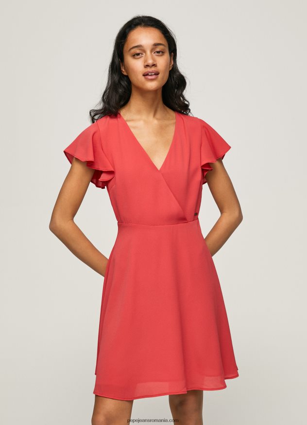 rochie patrizia cu guler incrucisat femei Pepe Jeans studio roșu 6Z0R46166
