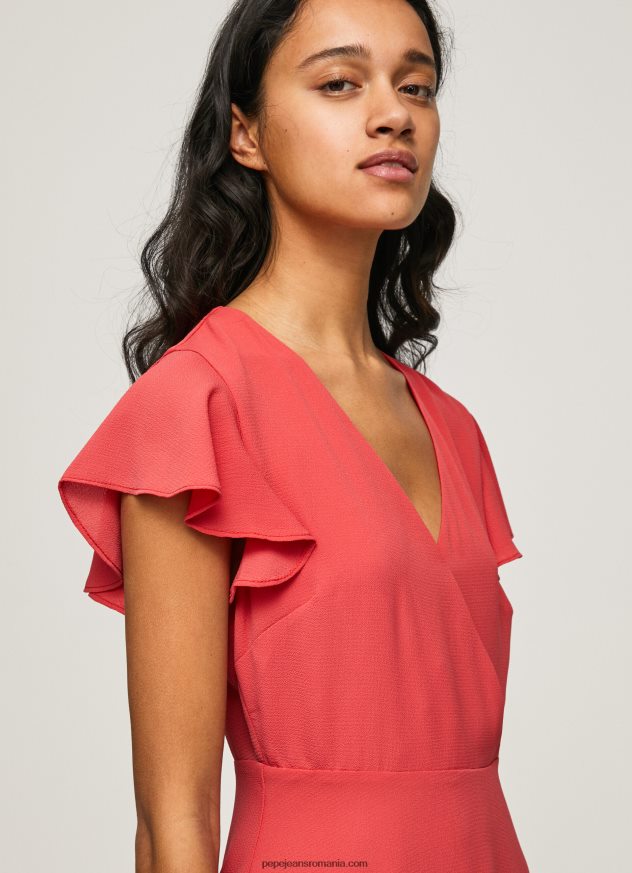 rochie patrizia cu guler incrucisat femei Pepe Jeans studio roșu 6Z0R46166