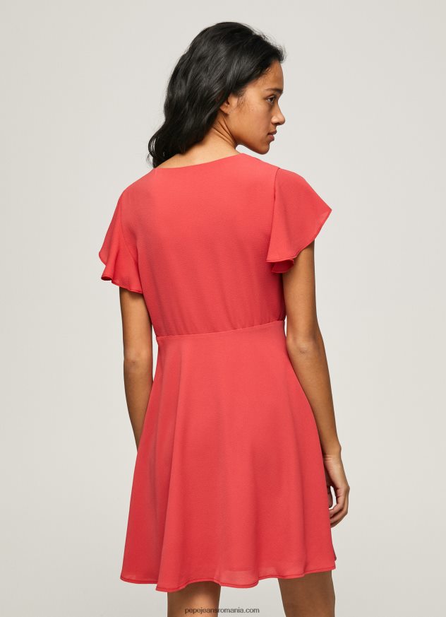 rochie patrizia cu guler incrucisat femei Pepe Jeans studio roșu 6Z0R46166