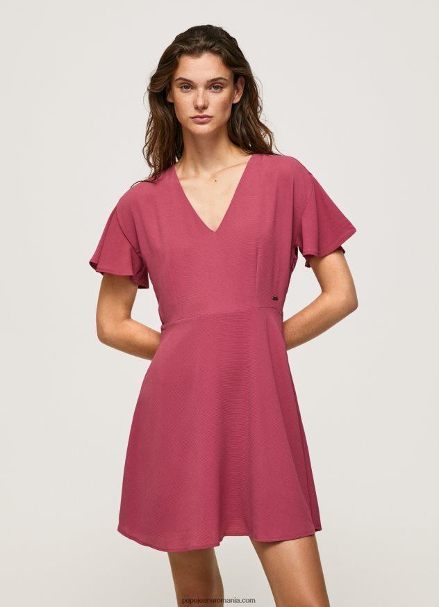 rochie scurtă cu decolteu în V femei Pepe Jeans fard de obraz închis 6Z0R46196