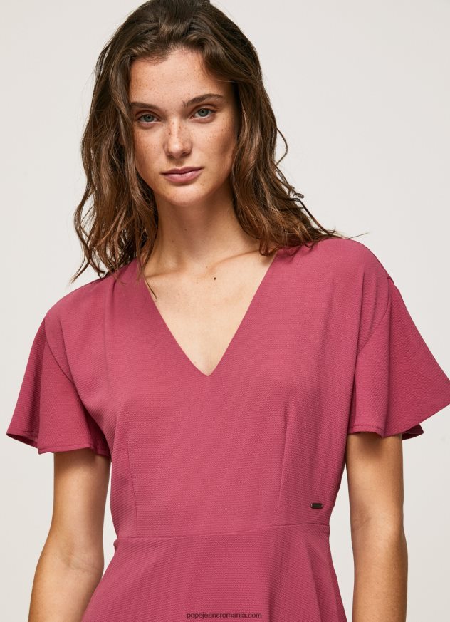rochie scurtă cu decolteu în V femei Pepe Jeans fard de obraz închis 6Z0R46196