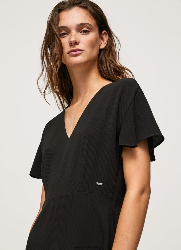 rochie scurtă cu decolteu în V femei Pepe Jeans negru 6Z0R46195