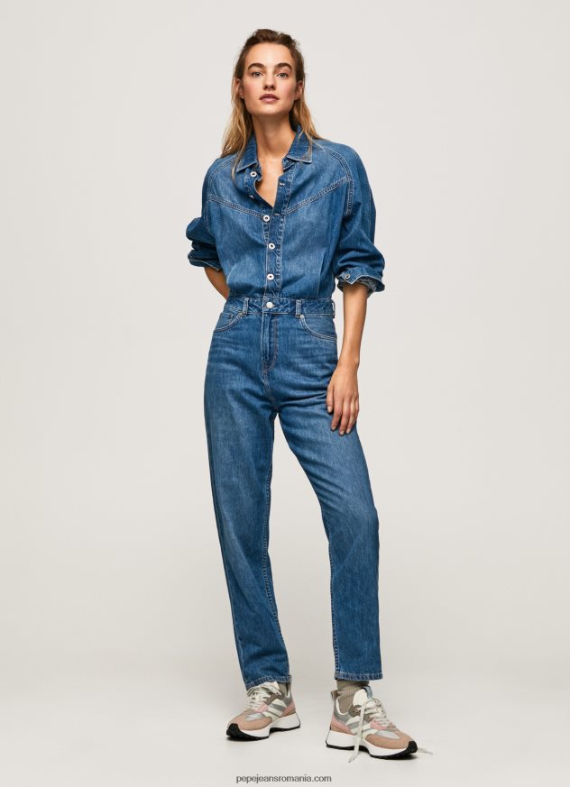 salopetă lungă din denim de bumbac femei Pepe Jeans denim 6Z0R46147