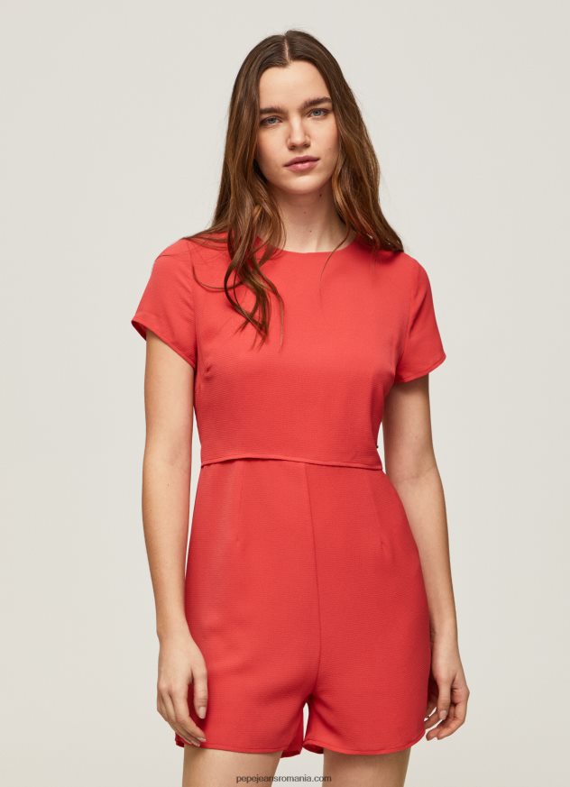 salopetă scurtă din crepon femei Pepe Jeans studio roșu 6Z0R46203