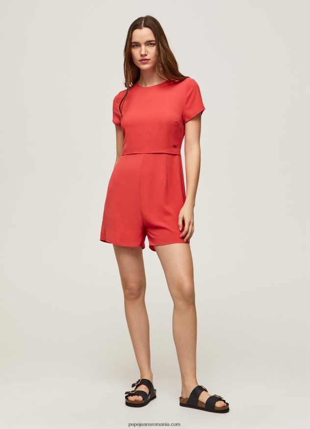 salopetă scurtă din crepon femei Pepe Jeans studio roșu 6Z0R46203