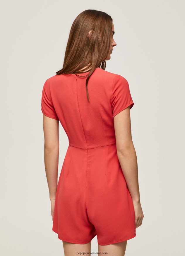 salopetă scurtă din crepon femei Pepe Jeans studio roșu 6Z0R46203