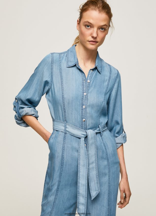 salopeta lunga cu detaliu curea femei Pepe Jeans albastru 6Z0R46192