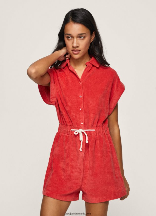 salopeta scurta din catifea femei Pepe Jeans studio roșu 6Z0R46210