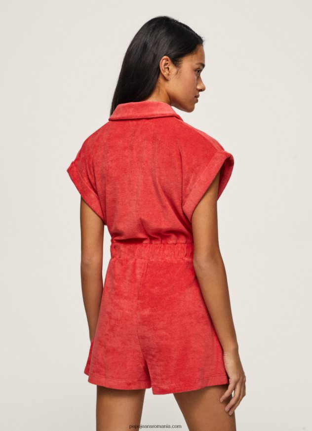 salopeta scurta din catifea femei Pepe Jeans studio roșu 6Z0R46210
