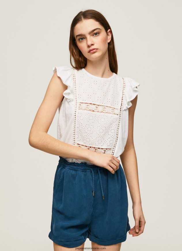 cămașă cu detalii ajurate femei Pepe Jeans alb 6Z0R46437