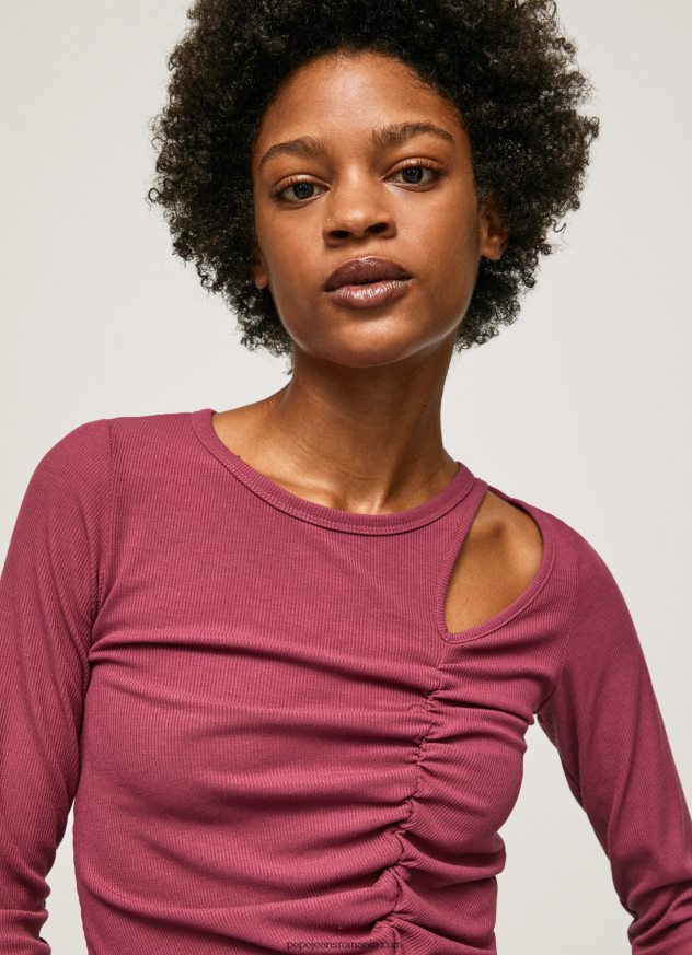 tricou asimetric cu maneca lunga femei Pepe Jeans fard de obraz închis 6Z0R46425