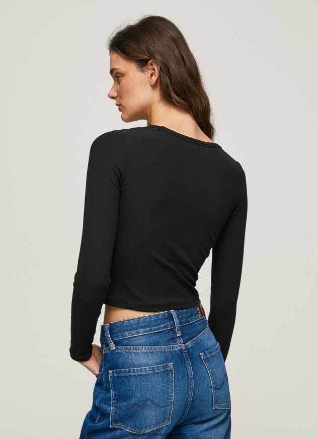 tricou asimetric cu maneca lunga femei Pepe Jeans negru 6Z0R46405