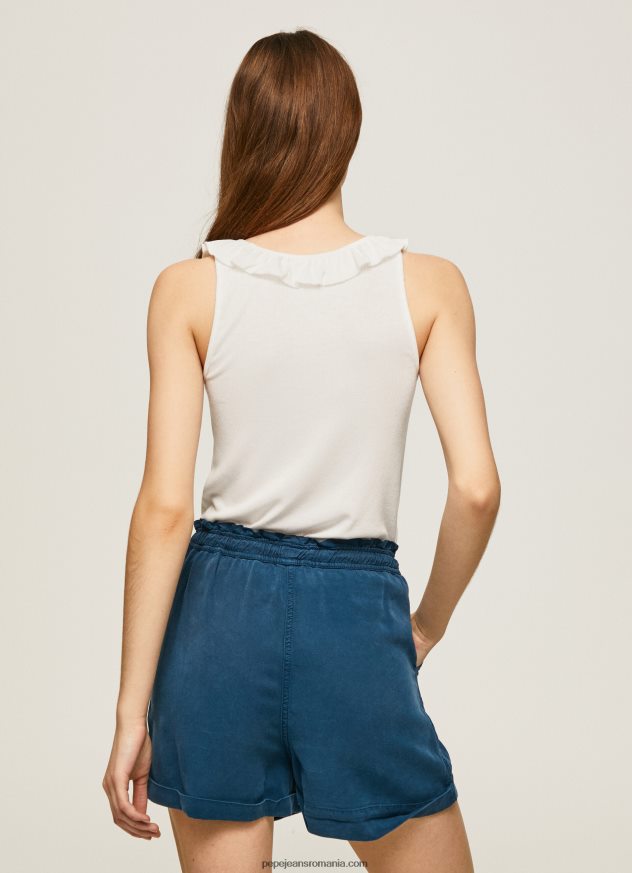 tricou cu decolteu cu volane femei Pepe Jeans alb 6Z0R46390