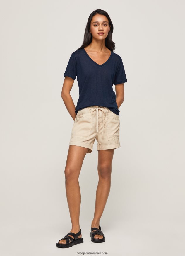 tricou cu decolteu în V din in femei Pepe Jeans dulwich 6Z0R46467