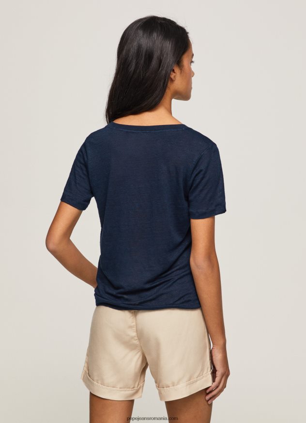 tricou cu decolteu în V din in femei Pepe Jeans dulwich 6Z0R46467