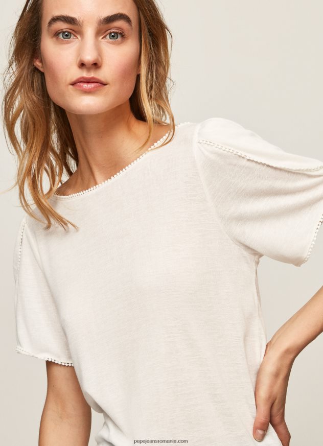 tricou cu guler barcă marmorat femei Pepe Jeans alb 6Z0R46452