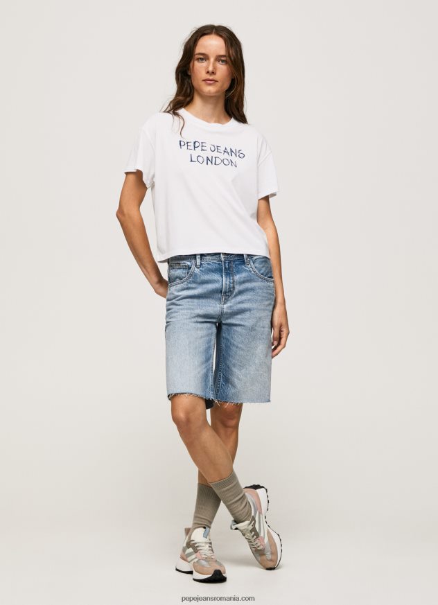 tricou cu imprimeu cu logo femei Pepe Jeans alb 6Z0R46378