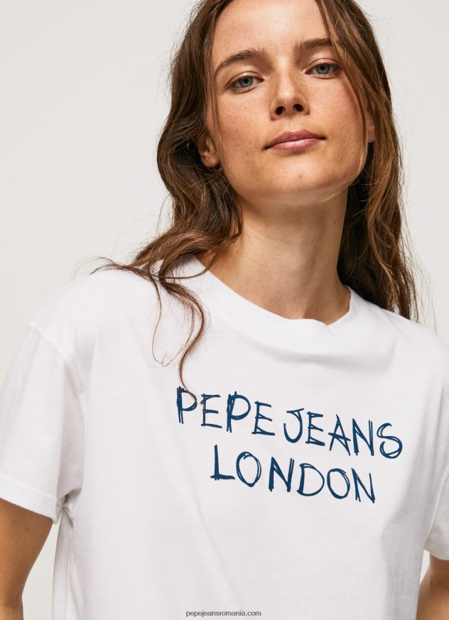 tricou cu imprimeu cu logo femei Pepe Jeans alb 6Z0R46378