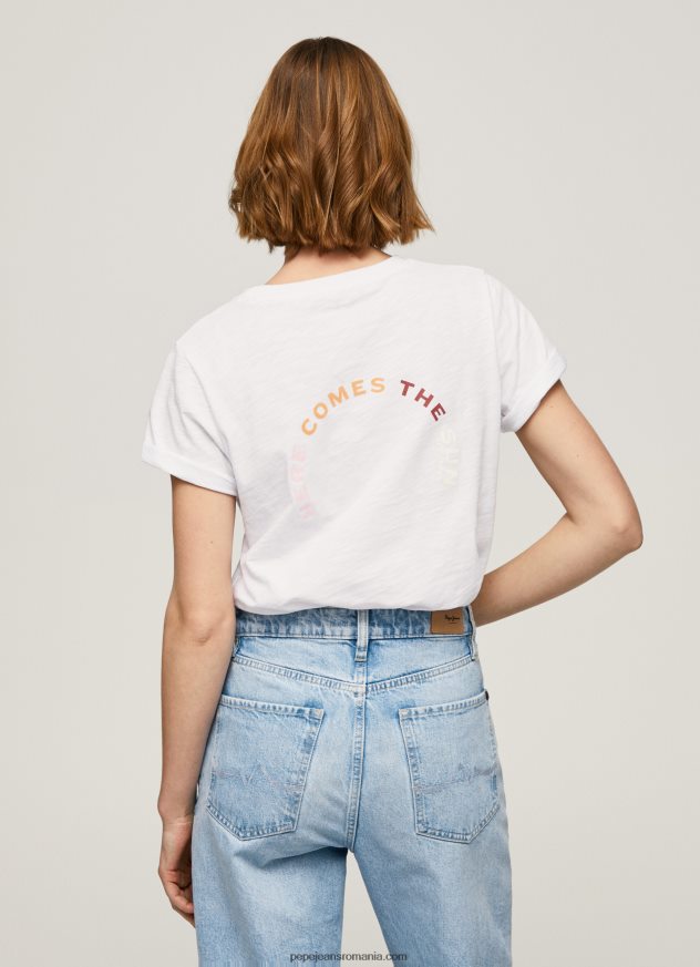 tricou cu imprimeu cu logo femei Pepe Jeans alb 6Z0R46381