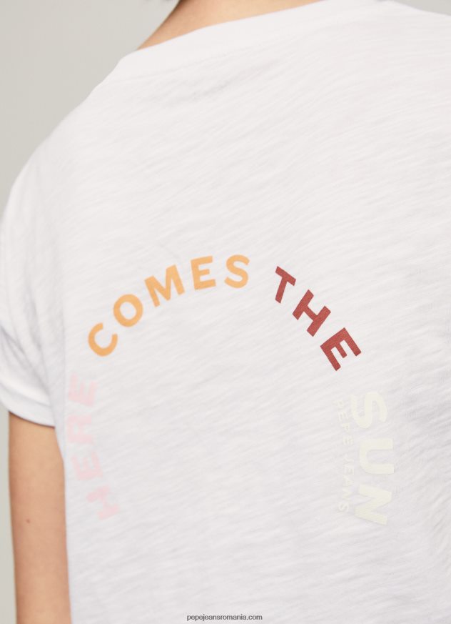 tricou cu imprimeu cu logo femei Pepe Jeans alb 6Z0R46381