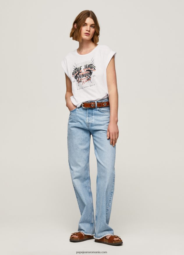 tricou cu imprimeu cu logo femei Pepe Jeans alb 6Z0R46445