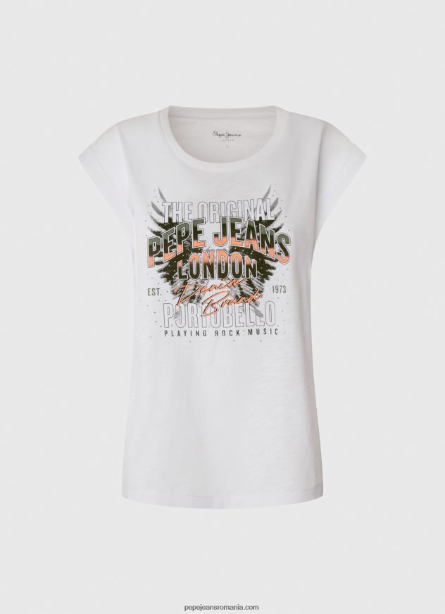tricou cu imprimeu cu logo femei Pepe Jeans alb 6Z0R46445