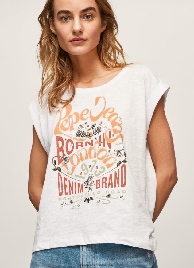 tricou cu imprimeu cu logo femei Pepe Jeans alb 6Z0R46463