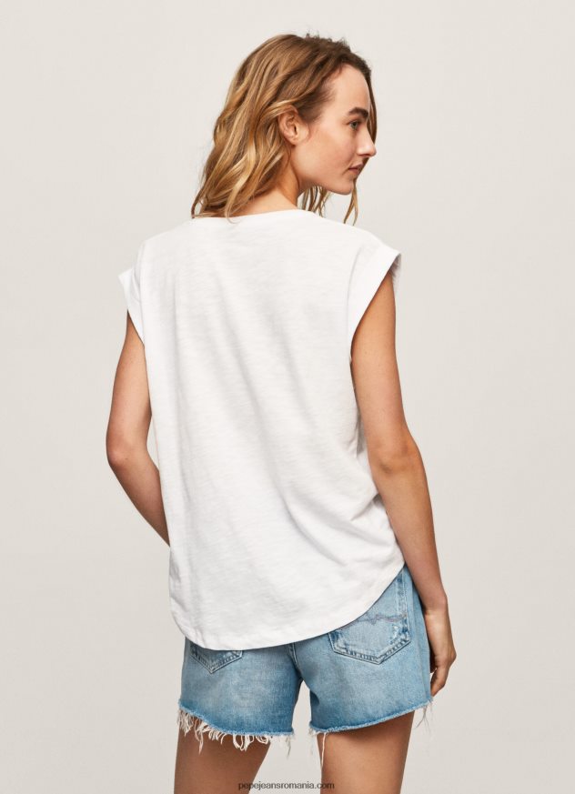 tricou cu imprimeu cu logo femei Pepe Jeans alb 6Z0R46463