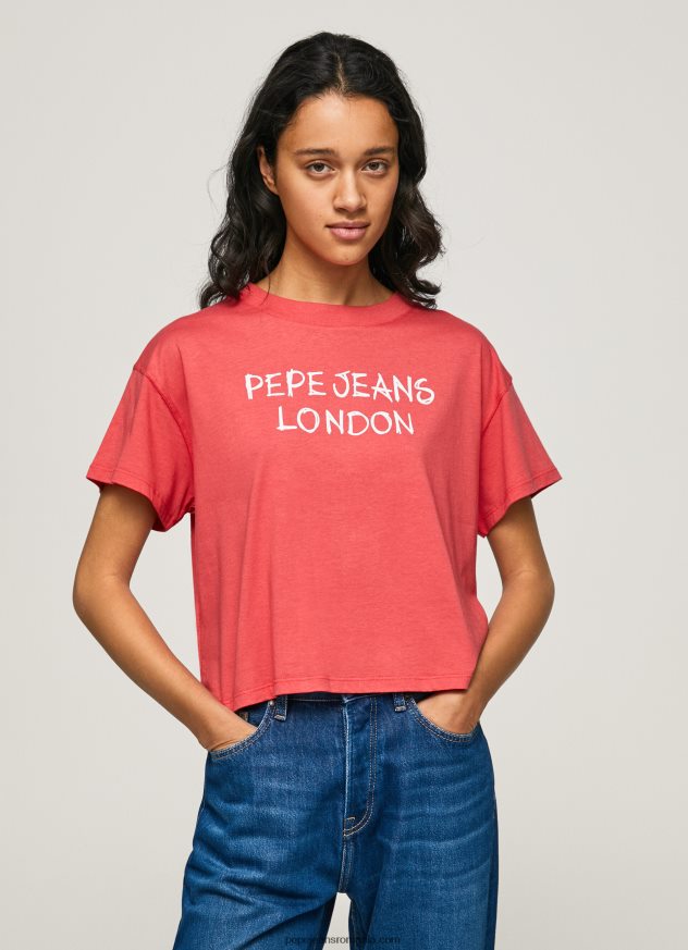 tricou cu imprimeu cu logo femei Pepe Jeans studio roșu 6Z0R46379