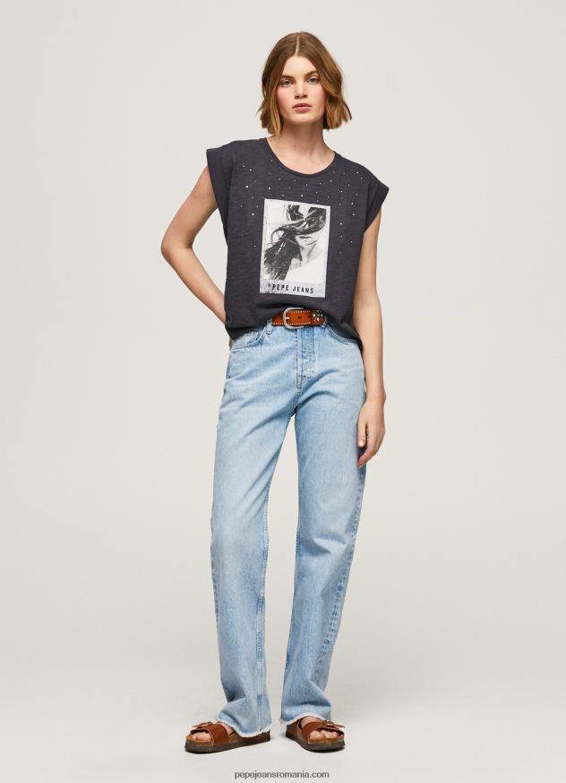 tricou cu imprimeu foto femei Pepe Jeans negru spalat 6Z0R46388