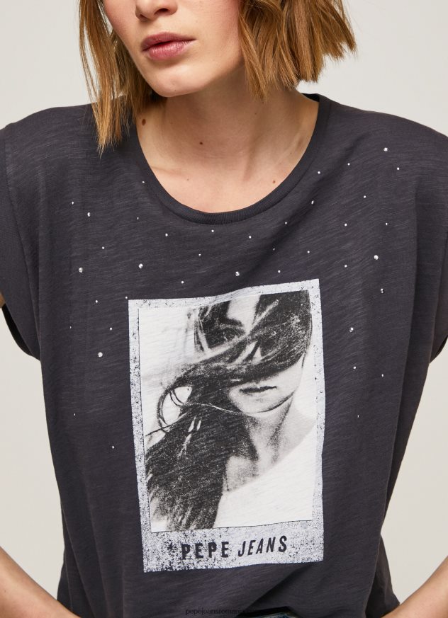 tricou cu imprimeu foto femei Pepe Jeans negru spalat 6Z0R46388