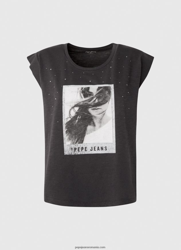 tricou cu imprimeu foto femei Pepe Jeans negru spalat 6Z0R46388
