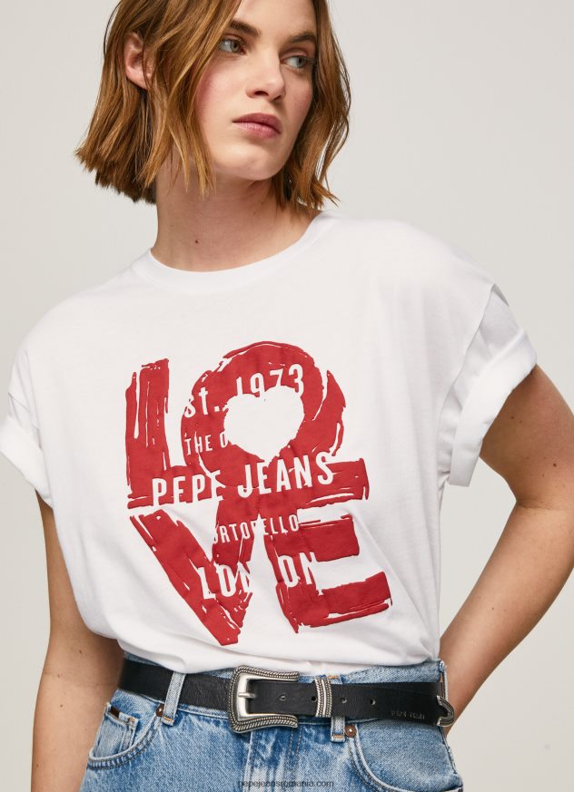tricou cu imprimeu logo love femei Pepe Jeans alb 6Z0R46396