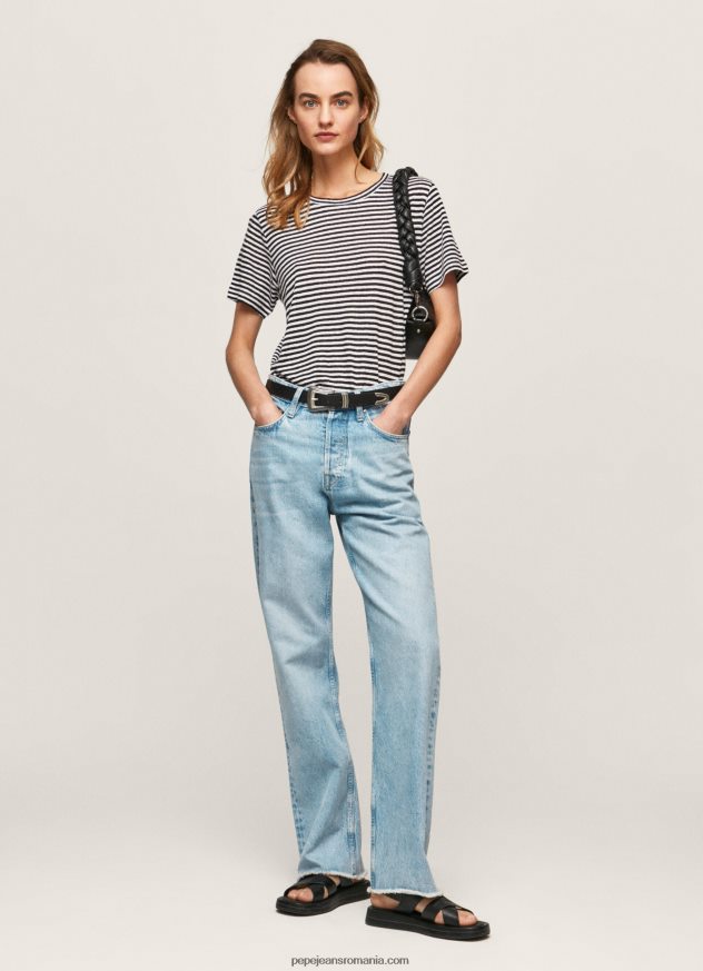 tricou cu imprimeu în dungi femei Pepe Jeans negru 6Z0R46459