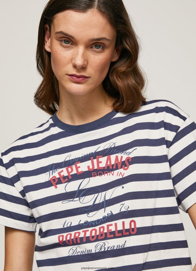 tricou cu imprimeu în dungi femei Pepe Jeans ocean 6Z0R46450
