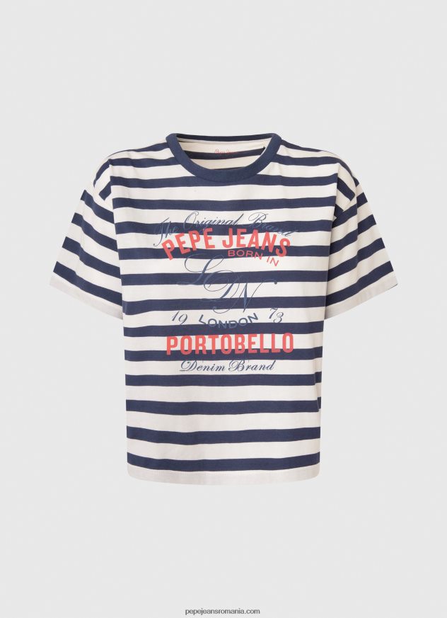 tricou cu imprimeu în dungi femei Pepe Jeans ocean 6Z0R46450
