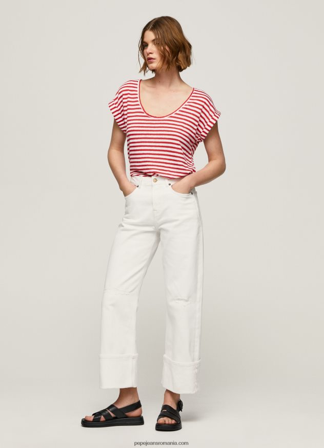 tricou cu imprimeu în dungi femei Pepe Jeans studio roșu 6Z0R46446