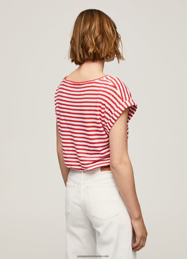tricou cu imprimeu în dungi femei Pepe Jeans studio roșu 6Z0R46446