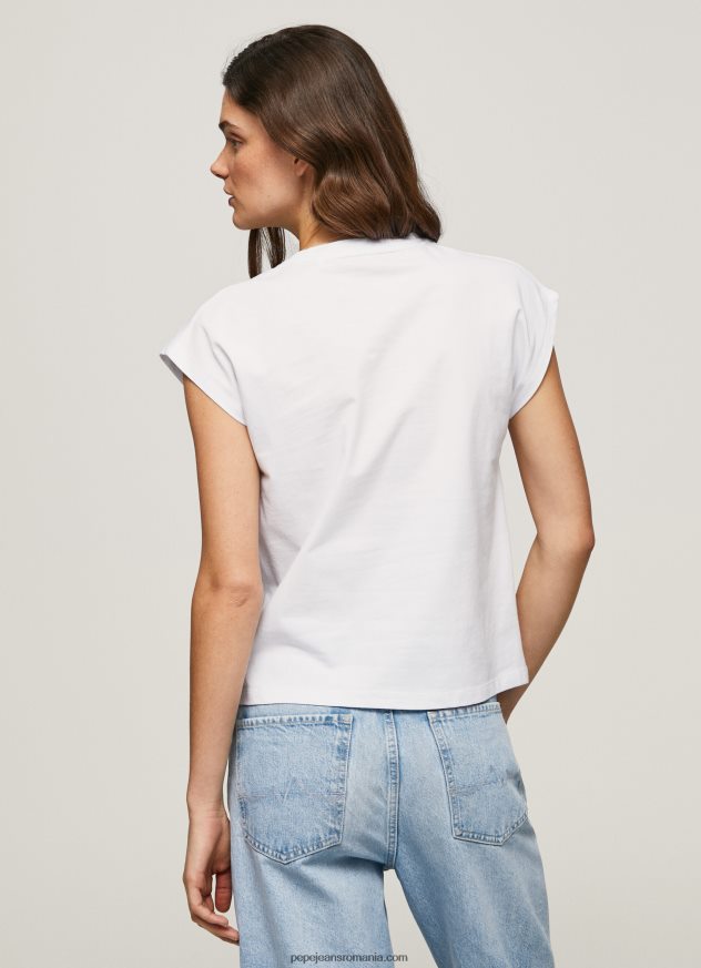 tricou cu imprimeu union jack femei Pepe Jeans alb 6Z0R46415