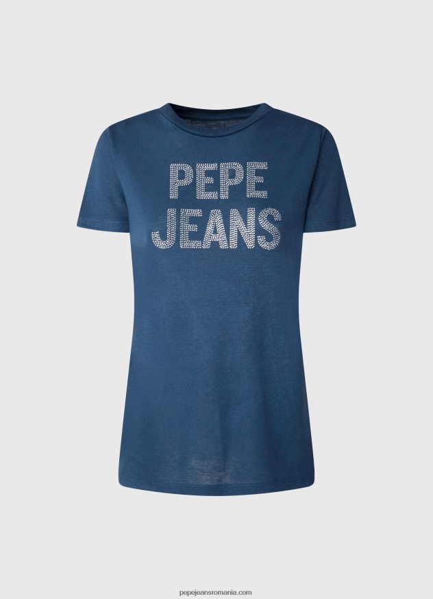 tricou cu logo cu imprimeu strass femei Pepe Jeans ocean 6Z0R46443