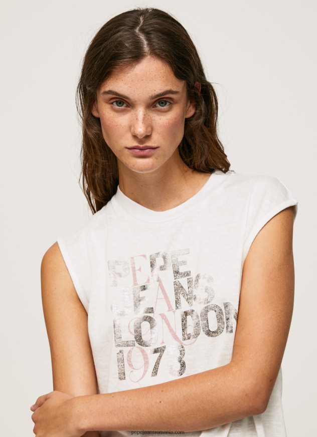tricou cu logo cu mâneci pentru armhole femei Pepe Jeans alb 6Z0R46418