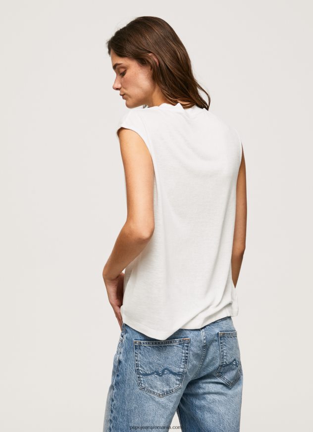tricou cu logo cu mâneci pentru armhole femei Pepe Jeans alb 6Z0R46418
