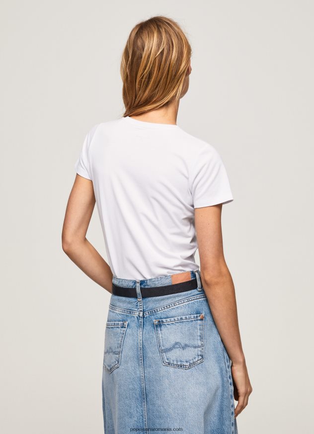 tricou cu logo de bază femei Pepe Jeans alb 6Z0R46416