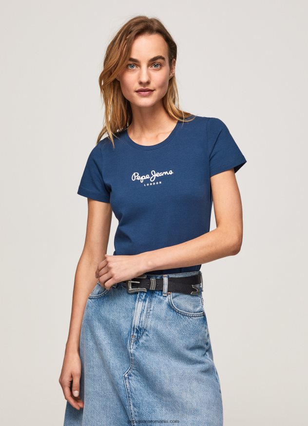 tricou cu logo de bază femei Pepe Jeans marina 6Z0R46470