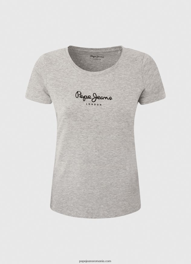 tricou cu logo de bază femei Pepe Jeans marnă cenușie 6Z0R46401
