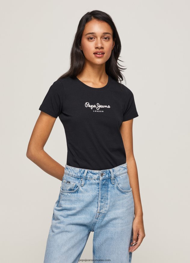 tricou cu logo de bază femei Pepe Jeans negru 6Z0R46400
